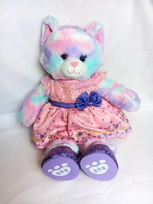 Build A Bear Workshop Plush Pastel Swirl Tie Dye Kitty Cat Pink Purple Clothes 