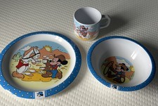 Vintage Disney Children’s Melamine Plate Bowl and Cup Set Mickey Minnie Mouse