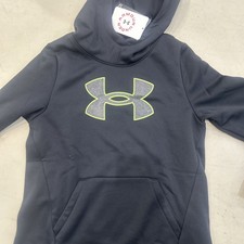 Under Armour Fleece Hoodie YOUTH unisex small Black UA Logo Sweatshirt NWT