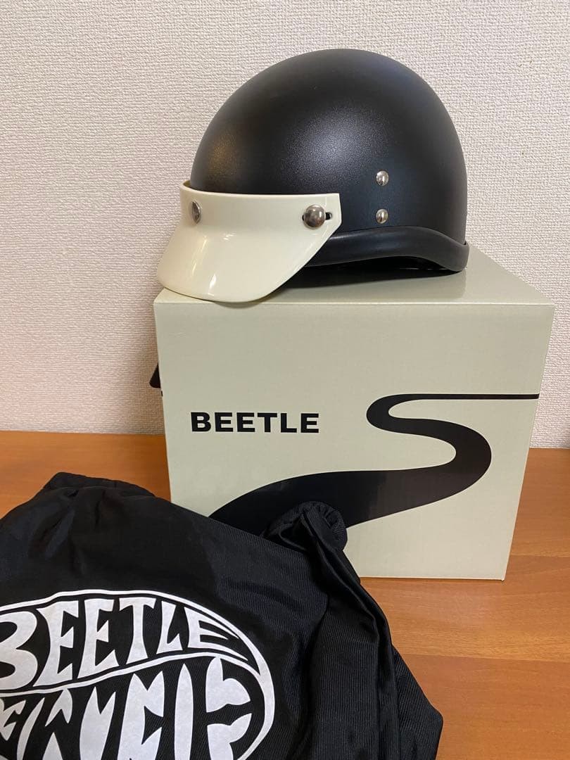 Ocean Beetle BEETLE PTR Black Motorcycle Helmet Used, Matte Finish