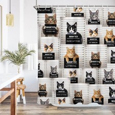 60x72 Inch EGIGCC Funny Cat Kitten Fabric Washable Shower Curtain 12 Hooks
