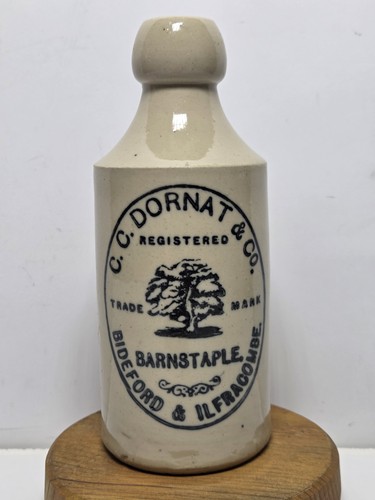 1800's-1900's Antique Ginger Beer Stoneware Bottle C. C. Dornat & Co. Barnstaple