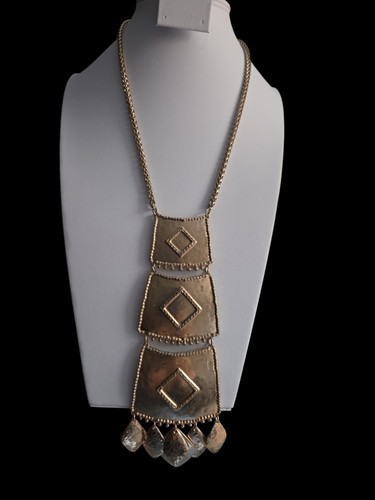 Chico's Goldtone Bohemian Tribal Runway Style Statement Necklace