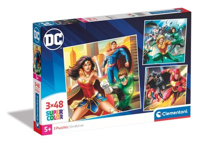 Clementoni 25296 Dc Comics Justice League Supercolor League-3x48 Pieces (3 Inclu