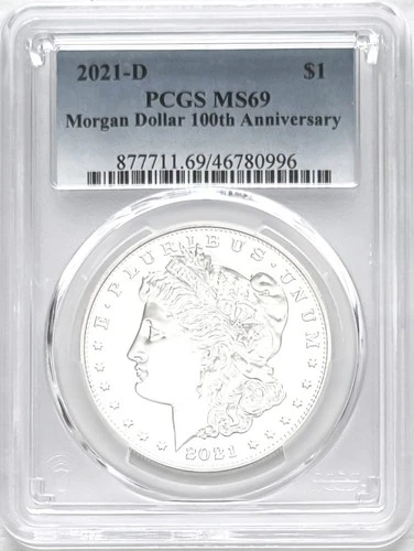 2021 D SILVER MORGAN DOLLAR DENVER MINT MARK 100TH ANNIVERSARY PCGS MS69