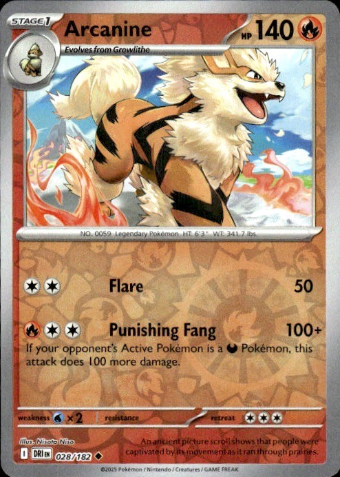 Arcanine ウインディ ● シャドウレス　Shadowless　ウィザーズ Arcanine Reverse Holo Uncommon SV10: Destined Rivals 028/182 NM | eBay