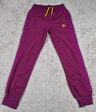 Adidas Womens Small Pink Fleece Jogger Sweatpants 3 Striped
