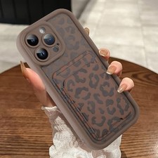 Cheetah Print iPhone 15 Pro Max Case with Card Holder, Shockproof Wallet Cover
