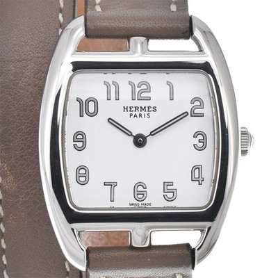 HERMES Cape Cod Tonneau CT1.210 Dubrutur white Dial Quartz Ladies Watch E#147027