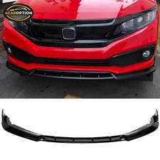 Fits 19-21 Honda Civic Front Bumper Lip Lower Spoiler Kit Gloss Black