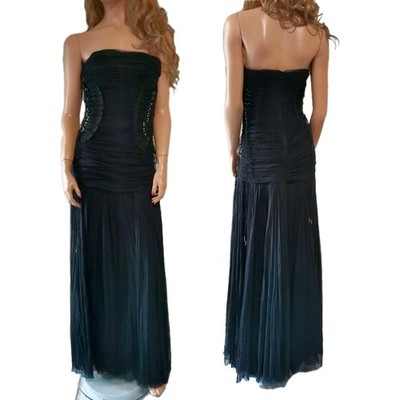 Dolce & Gabbana Maxikleid Runway Trägerlos Korsett Schnürung Tüll Schwarz...