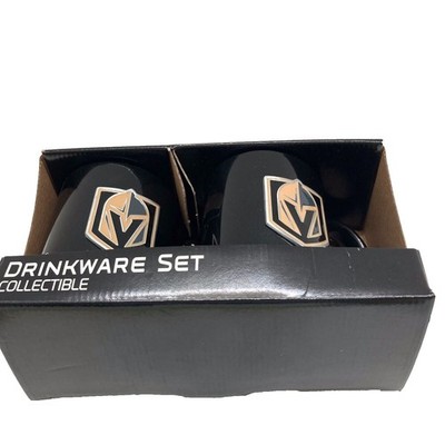 NHL Golden Knights Two 2 Mugs Las Vegas Hockey Collectible Metallic Sticker READ