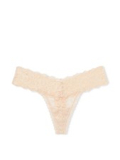 Victoria's Secret Lacie All Lace Thong Panty Color Beige NWT