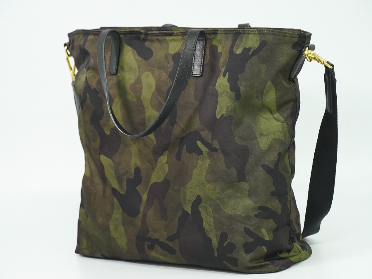 PRADA Camouflage Nylon 2way Shoulder Tote Bag Khaki Black Brown | eBay
