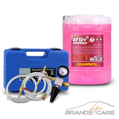 ENVA KÜHLSYSTEM BEFÜLLSYSTEM INKL.PRÜFGERÄT + 10 L MANNOL ANTIFREEZE AF12+ ROT