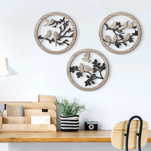 3 Pcs Bird Wall Decor on Tree Branch Farmhouse 9.8 Inch... - Picture 1 of 7