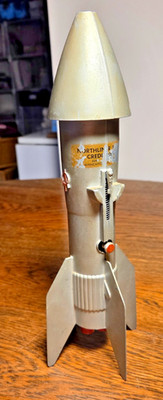 Vintage Northliner FCU Credit Union Mechanical Rocket Metal Toy Bank  Astro MFG