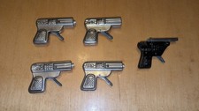 Lot of 5 Vintage Diecast Cap Gun Pistols, ABC  GIANT Tin Toy Guns