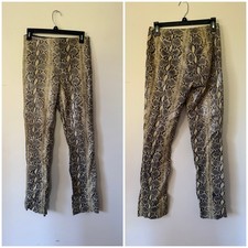 VINTAGE Victoire Women 4 shiny Genuine Leather Snake Print Pants Lined