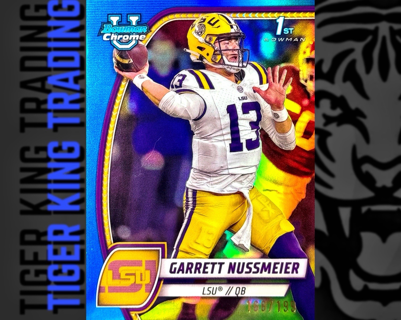 2024 Bowman University Chrome Garrett Nussmeier Blue Refractor /199 Bowman 1st