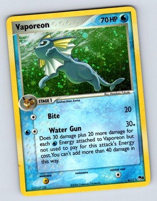 Vaporeon 6/17 Rare POP Series 3 Pokemon Near Mint