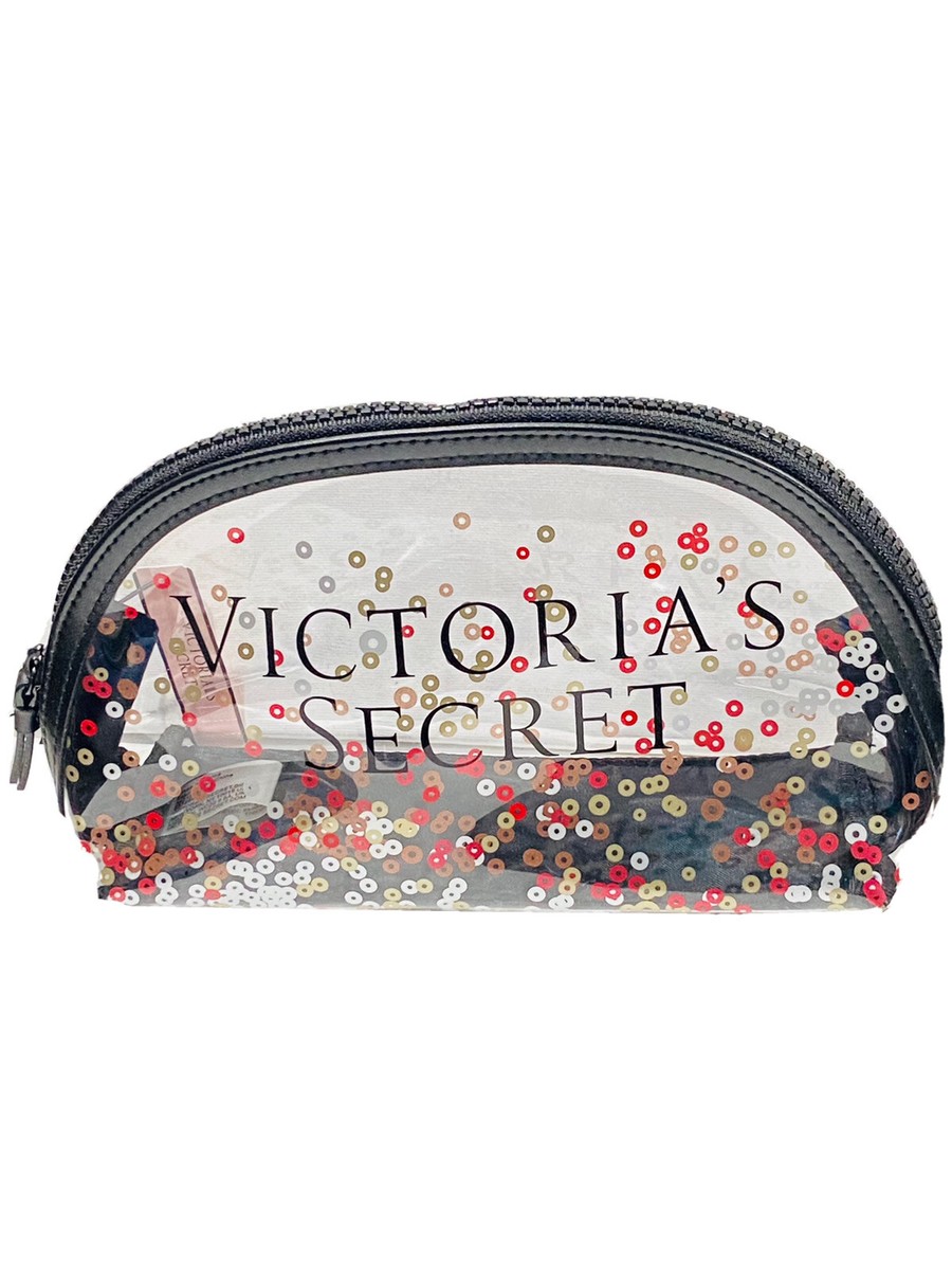 NEW VICTORIA'S SECRET CLEAR BLACK TRAVEL MAKEUP BEAUTY BAG POUCH
