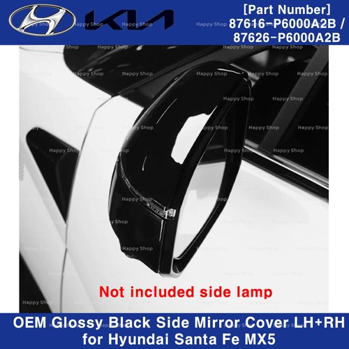 87616P6000 OEM Gloss Black Side Mirror Cover LH+RH For Hyundai Santa Fe MX5 2024 - Picture 4 of 4