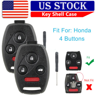2 For 2006 - 2013 Honda Civic EX, SI Keyless Car Remote Key Fob Shell Case Cover