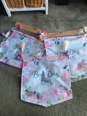 Bride To Be BEST DAY EVER Bunting Wedding Banner Party Tassel x 3 $48 & from UK!