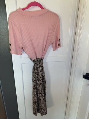 Pink Blush Maternity Dress Pink And Leopard With Bow Size XXL | eBay
