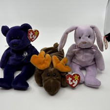 Ty Beanie Baby lot: Princess 1997, Floppity 1996, and Chocolate 1993
