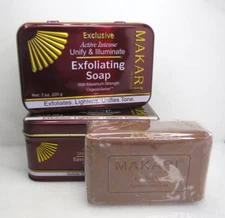 MAKARl EXCLUSIVE ACTIVE INTENSE EXFOLIATING SOAP WITH MAXIMUM STRENGTH 7 OZ 2PC