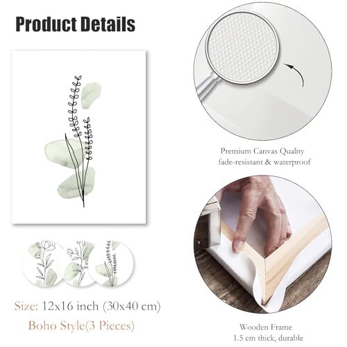 Sage Green Botanical Wall Art, Boho Wall Art 12x16inch BotanicalType