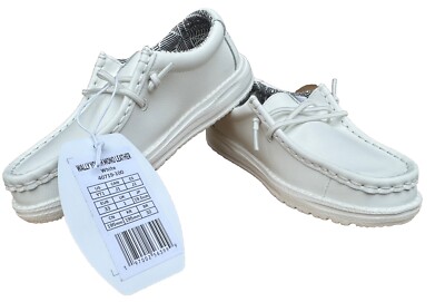 Hey Dude WALLY YOUTH MONO LEATHER Slip-On Shoes Color White Size YT1