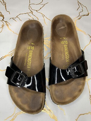 Birkenstock Damen Madrid Schwarz Sandalen Größe 37 US6-6,5 UK4,5 Gut Gebraucht