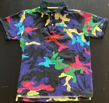 Psycho Bunny Kids Colorful Camo Print Embroidery Logo Polo Shirt XL 18/20