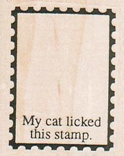 My Cat Licked Inside 1 1/2 x 1 3/4" Rubber Stamp, Cat Stamp, Cat Lover Stamp