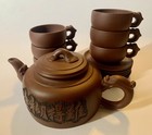Chinese Yixing Zisha Tea Set Teapot + 6 Cups & Saucer 175mls Purple Clay