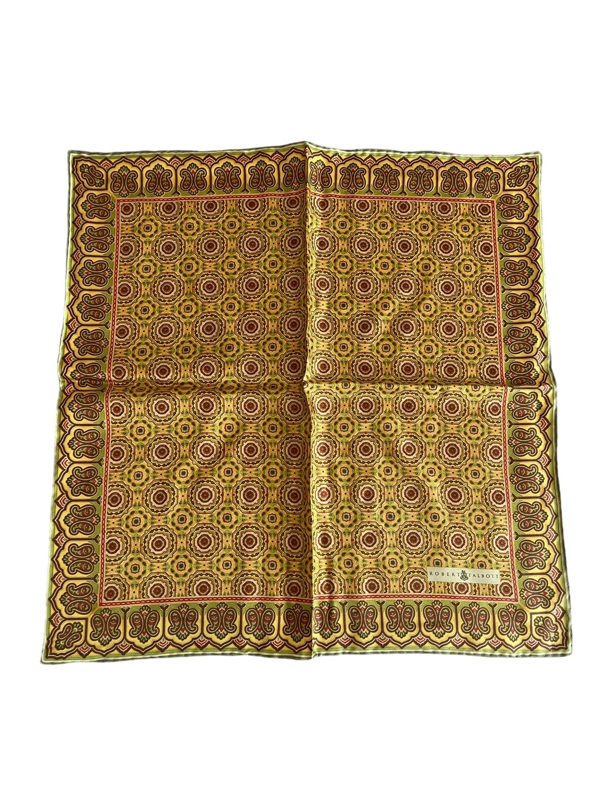 Robert Talbott  Pocket Square Silk Designer Musta… - image 1