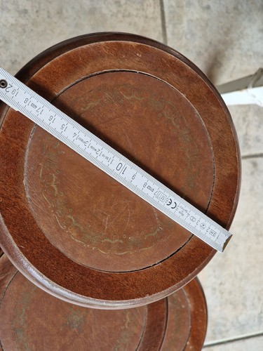 antik Blumensäule englischer Blumentisch Piedestal Säulen Tisch Leder Einsatz - Bild 9 von 11