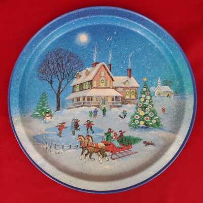 Potpourri Press 13 1/2'' Christmas Tree Winter House Sleigh WIM Schimmer Vtg 1988