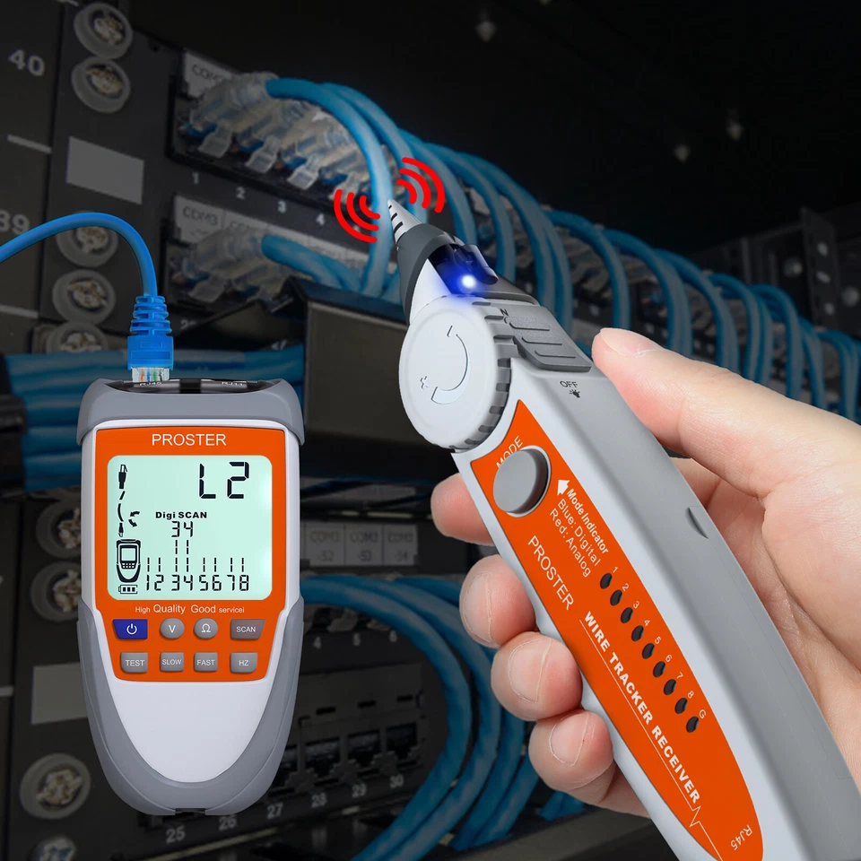 Proster LCD Kabelsucher Leitungssuchgerät POE Rj11 Rj45 Netzwerk Leitungssucher - Bild 2 von 4
