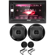Pyle PLDN83BT.5 2DIN Receiver, 2x 6.5" 450W 2Way Black Marine Component Speakers