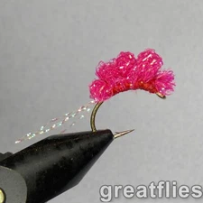 1 dozen (12) - Crystal Meth - Salmon Egg fly - PINK