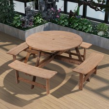 Outdoor Picnic Dining Table Chair Set Bench Pub Beer Garden Seats W/Parasol Hole