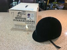 International Riding Helmet Black Velvet Tan Harness Model 1070 Size 7