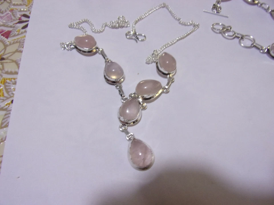 parur in argento e quarzo rosa - Immagine 2 di 4