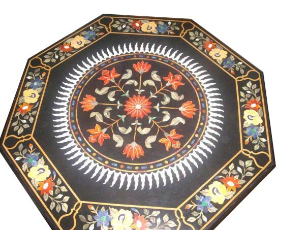 42-Inch Handcrafted Marble Coffee Table with Artisanal Inlay for Elegant Home Decor  