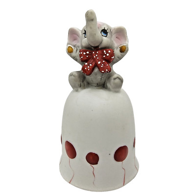 Vintage UCGC Elephant Bell Red Balloons Bow Tie Porcelain Anthropomorphic 4.75''