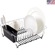 2 Piece Dish Drying Rack Set Drainer with Utensil Holder Simple Easy to Use F...